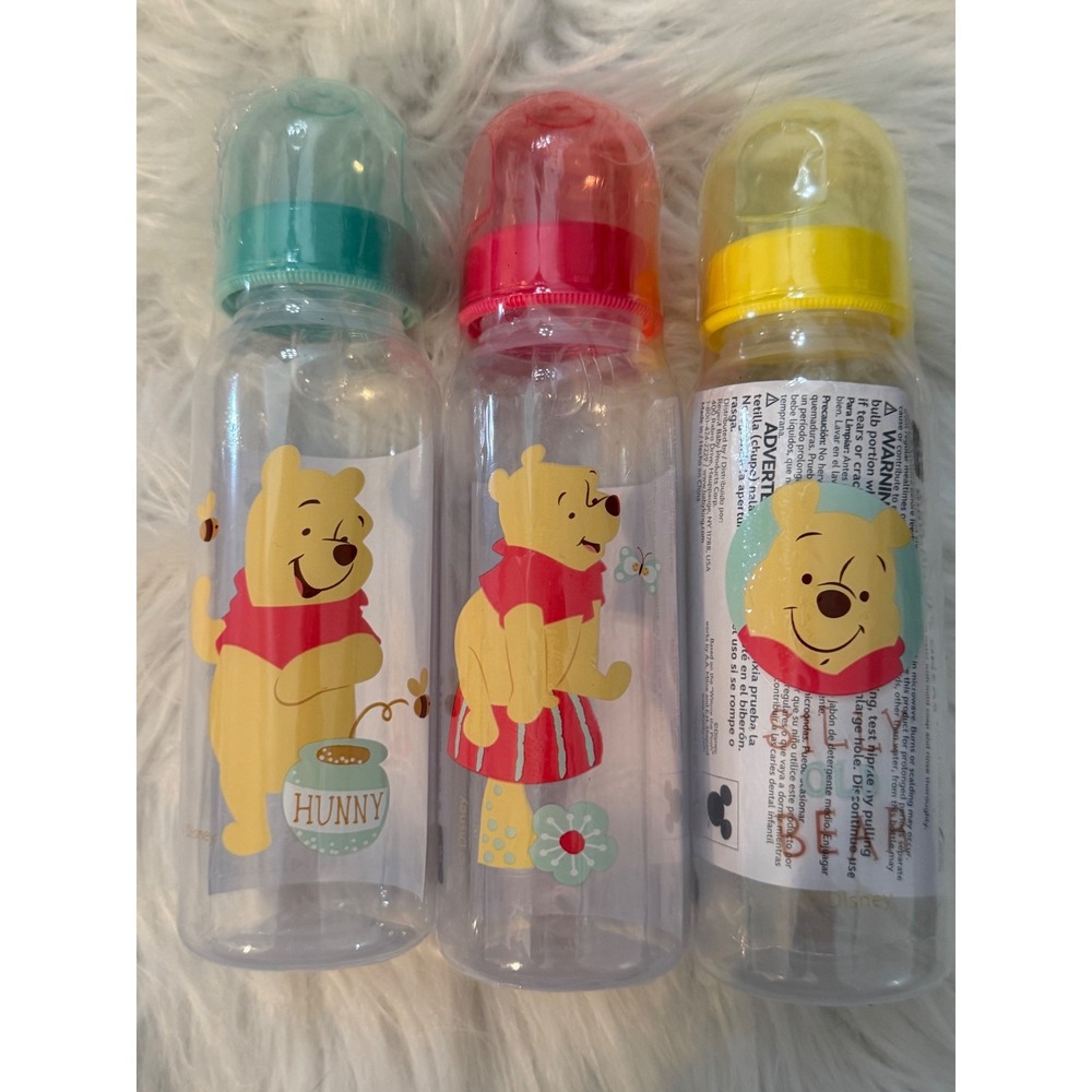 Disney Baby Winnie the Pooh 9 oz Bottles 3 Pack BPA Free Medium Flow Nipple New